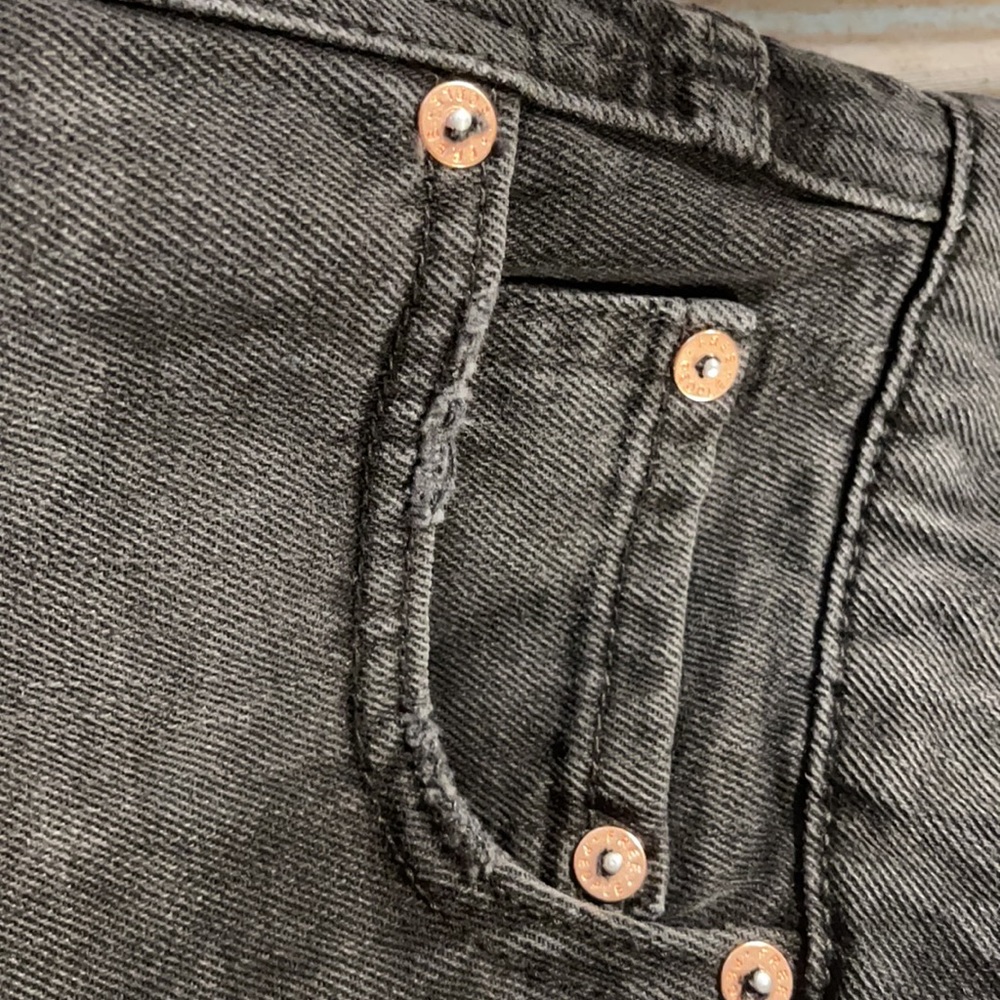 Free People Black Frayed Denim Mini Skirt sz 28 - Picture 4 of 7